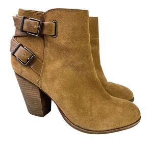 Gianni Bini Women's Ladies Tan Brown Chunky Heel Ankle Booties Boots Shoes 9.5